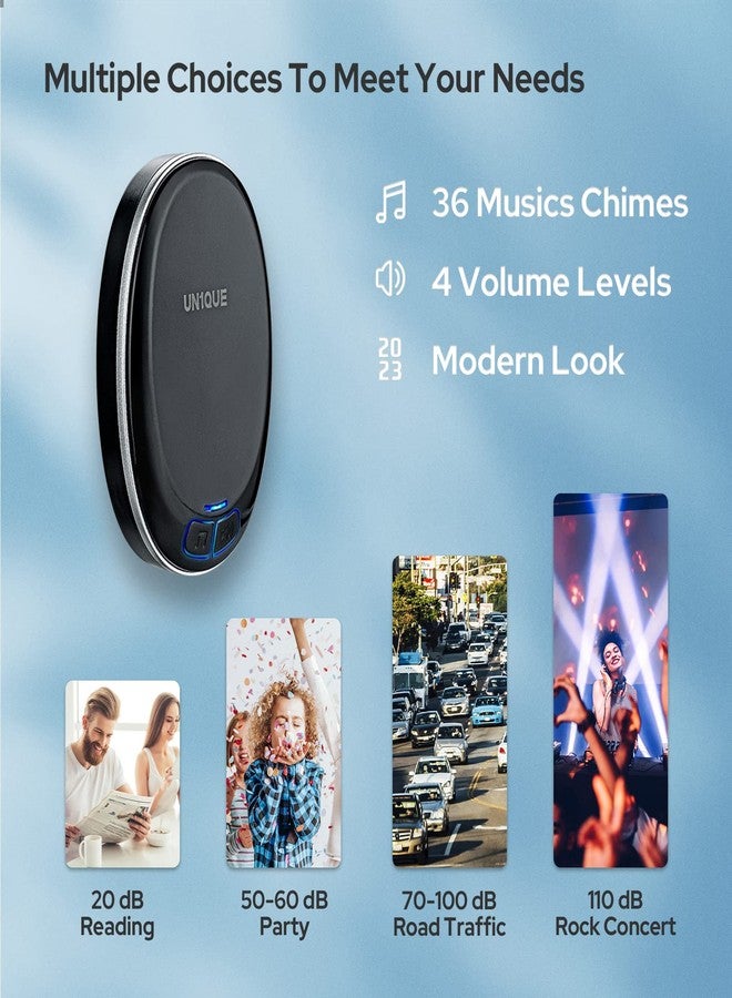 UN1QUE Wireless Door Bell for Home - Small Calling Bell for Office, 1000ft Long Range with 36 Chimes, 100dB Louder Volume, 4 Level Volume, LED Light, Info Board Design, IP44 Waterproof - Image 5